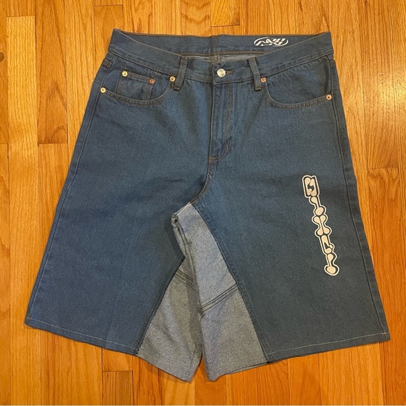 Colombian Artist Streetwear Brand Fourtopus Graphic Denim Jorts / Jean Shorts - Picture 3 of 12